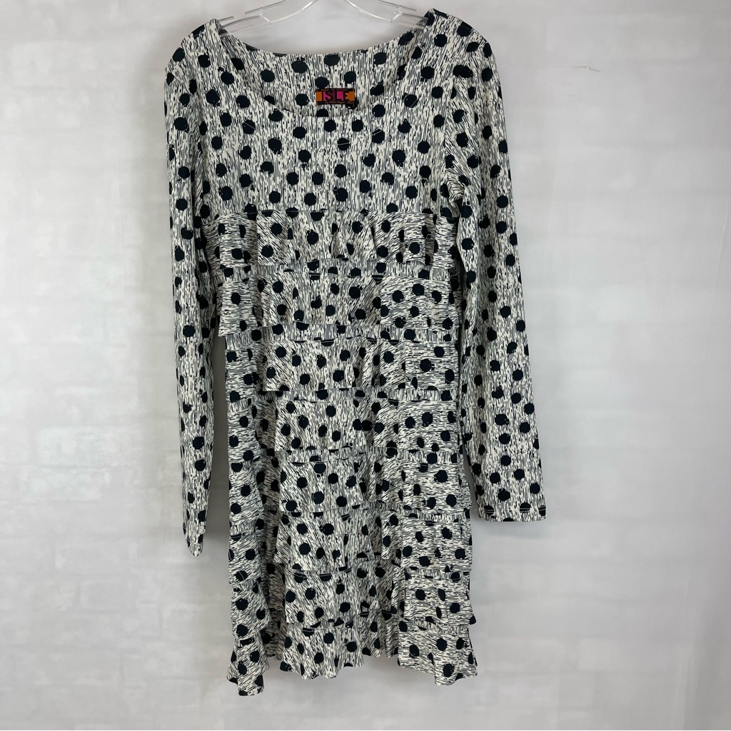 Isle By Melis Kozan Black & White Abstract Dot Print Dress Size S Made In Turkey